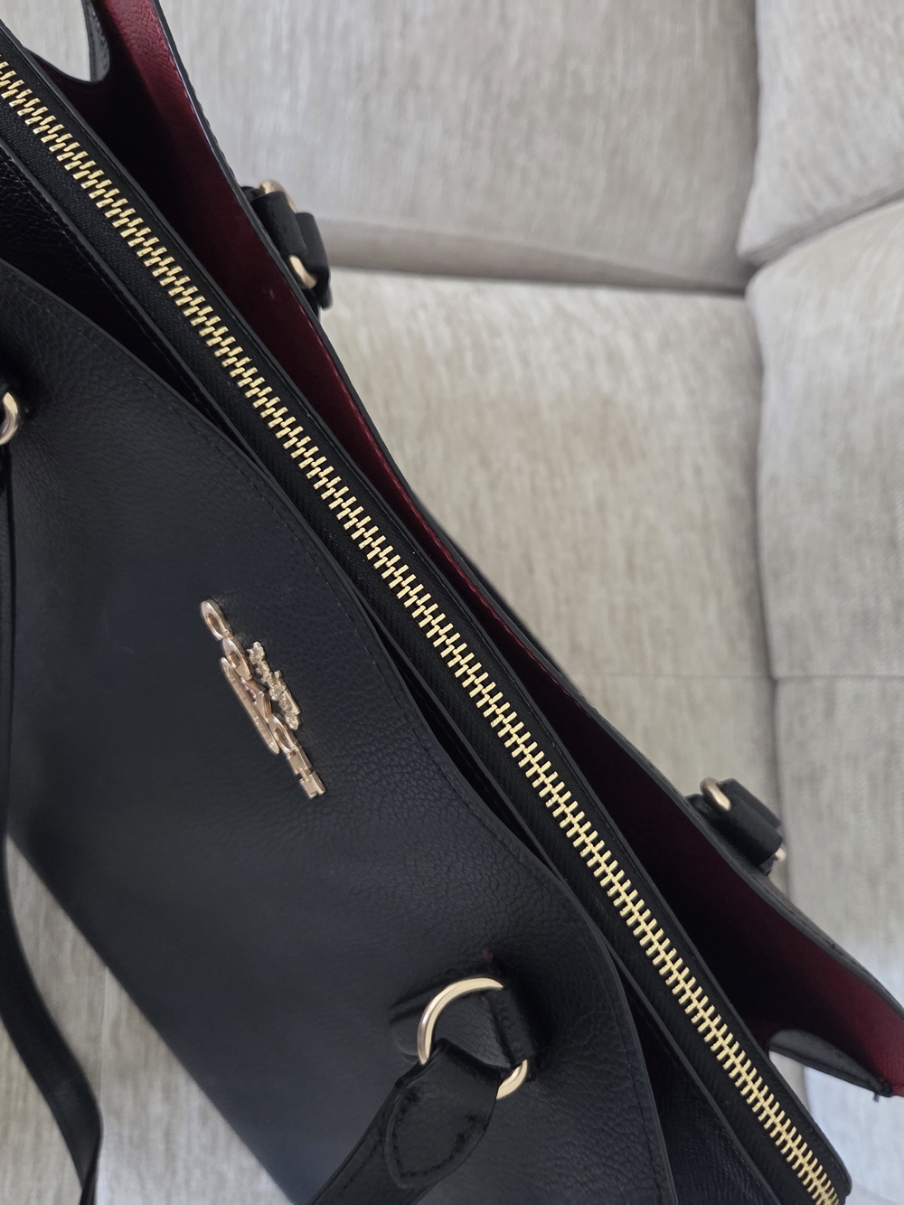 COACH Black Leather Tatum Laptop Carryall Shoulder Bag - Picture 8 of 13